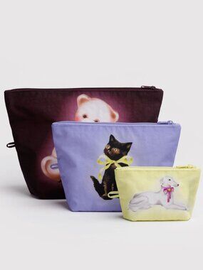 NWT Baggu Go Pouch Set - Fancy Animals (Dog, Cat, Teddy Bear)